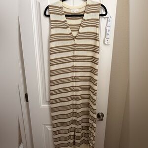Lulu's Brown and Cream Striped Maxi Dress